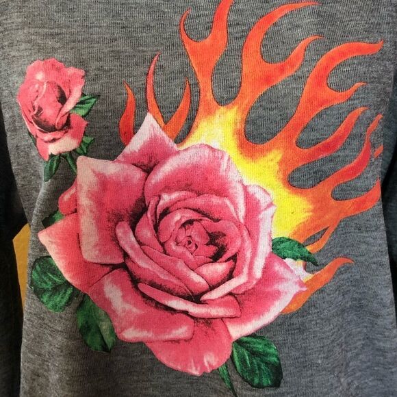 -Wildfox Rose Blaze Knit Print Sweatshirt - Picture 3 of 7